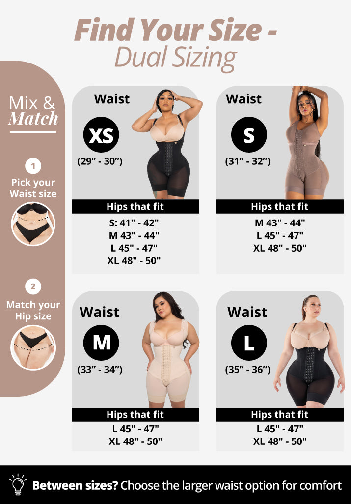 Semi Custom Faja Size Chart