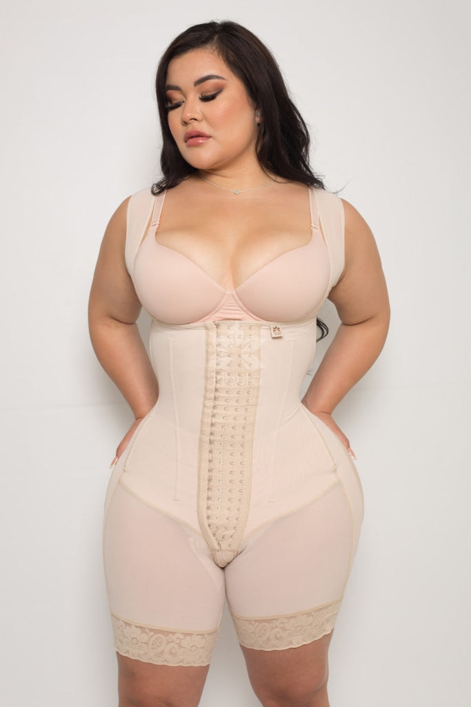 1004 Thick Straps Or Sleeves - Custom Faja Beige / Knee Leg Medium (Wear From Your 2Nd Week Post Op)