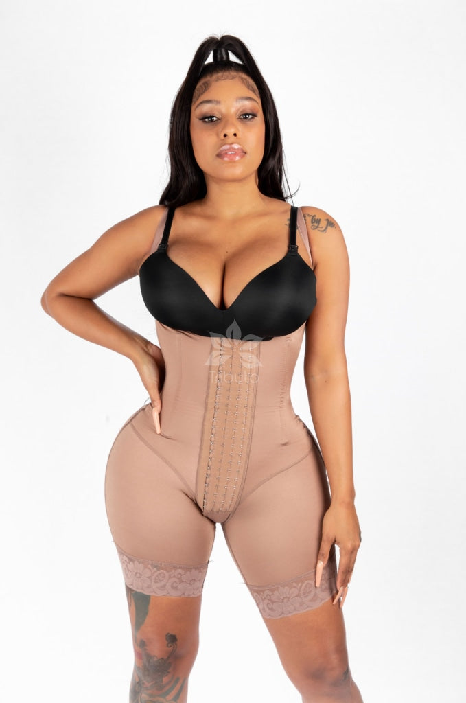 1001 Aphrodite - Thin Straps Golden Cocoa / Knee Leg Shapewear