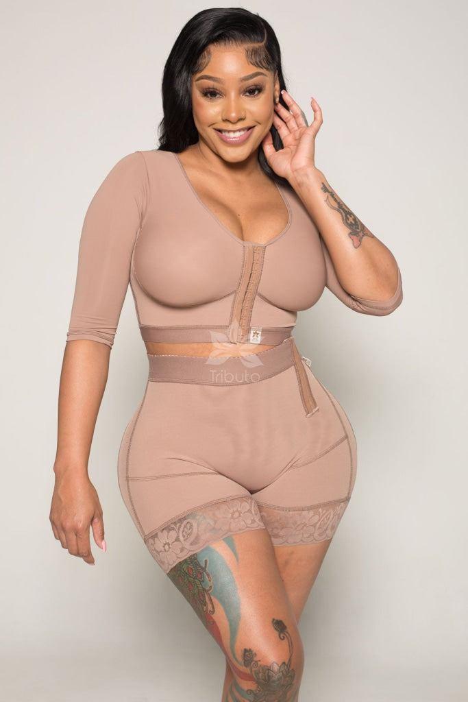 Tributo Short Faja High Waist - Powernet 4301 Cocoa / Short